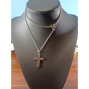 Arz Steel Cross & Necklace Mens Religion Everyday Silvertone Contemporary Fun